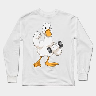 Duck at Bodybuilding with Dumbbell Long Sleeve T-Shirt